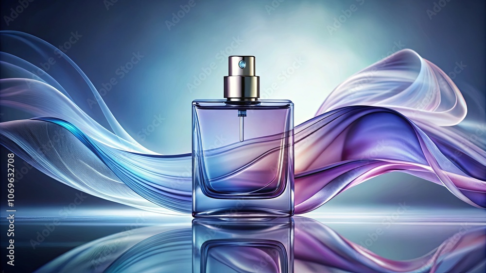Aromatic Elegance A Glass Bottle of Perfume Amidst a Swirling Tapestry of Light and Color Aromatic Elegance A Glass Bottle of Perfume Amidst a Swirling Tapestry of Light and Color