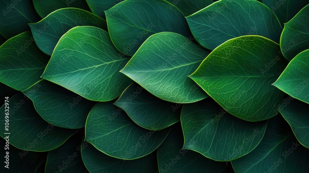 Obraz premium Close-up of vibrant green leaves with intricate veins
