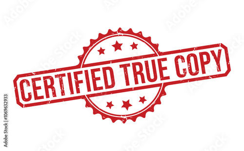 Certified True Copy rubber stamp on white background. Certified True Copy Stamp.
