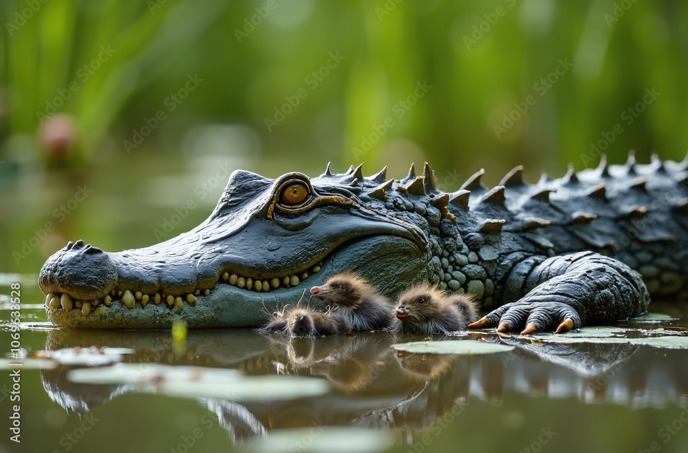 Fototapeta premium alligator in the swamp