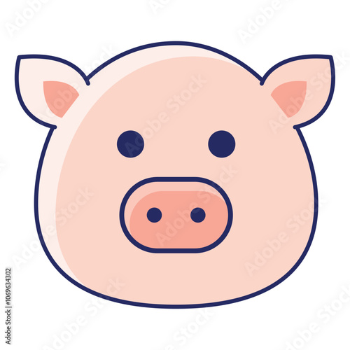 pig head cartoon animal icon