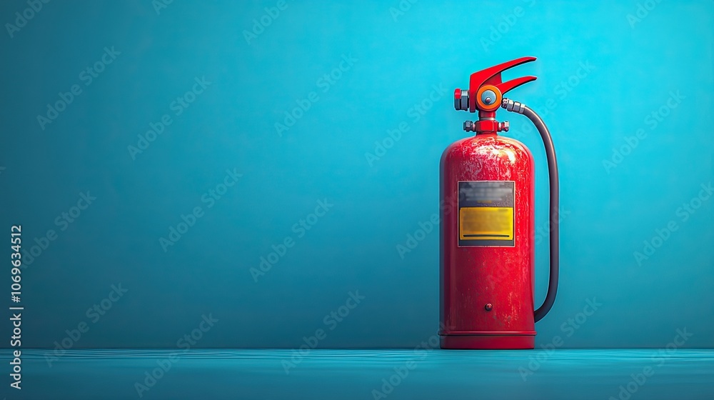 Flat vector of a red fire extinguisher, designed as a portable fire safety tool for the fire department. Flat vector of a red fire extinguisher, designed as a portable fire safety tool for the fire department.