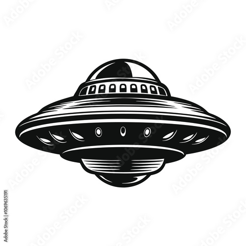 Flying saucer. Isolated flying saucer on white background.