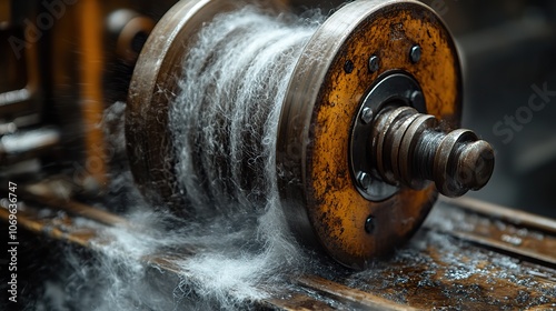 Hair and thread tangled around the axle of a caster wheel, causing it to become stuck.