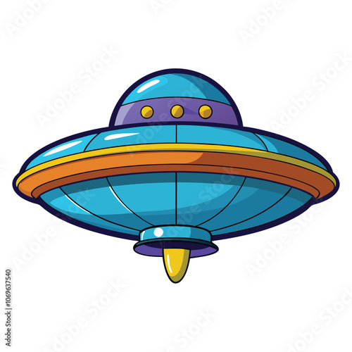 Flying saucer. Isolated flying saucer on white background.