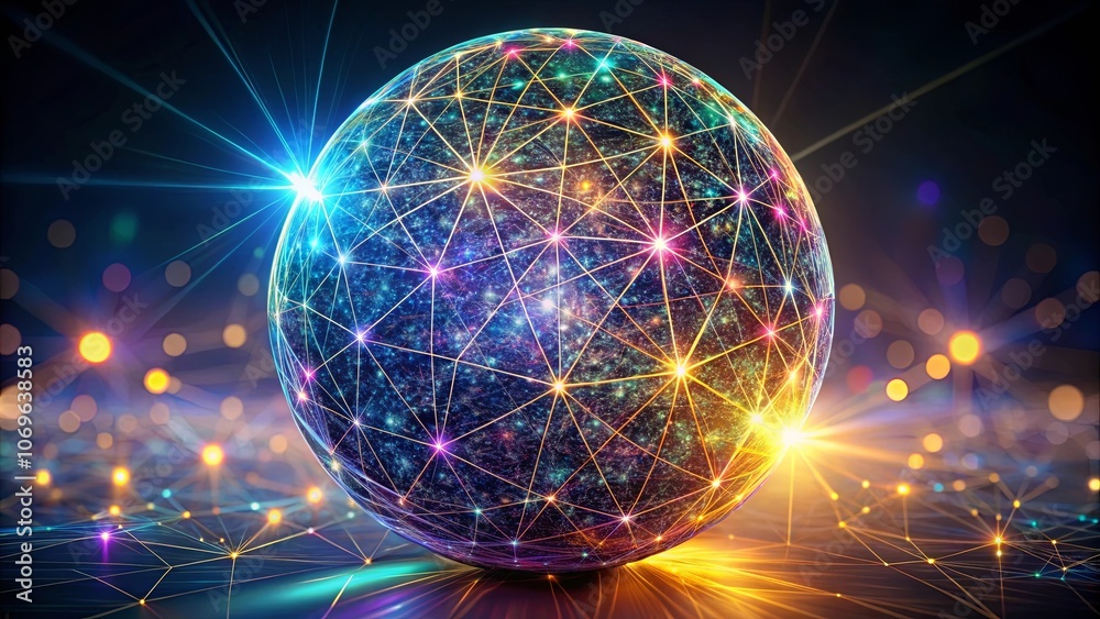 A luminescent sphere of interconnectedness, radiating a network of vibrant lines and glowing points, signifying a complex web of relationships. A luminescent sphere of interconnectedness, radiating a network of vibrant lines and glowing points, signifying a complex web of relationships.