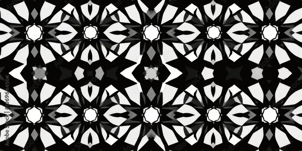 Abstract geometric seamless pattern in black and white, geometric