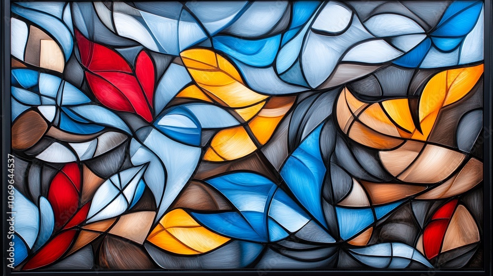 Abstract Blue Red Gold Leaf Painting Modern Art Canvas Print Abstract Blue Red Gold Leaf Painting Modern Art Canvas Print