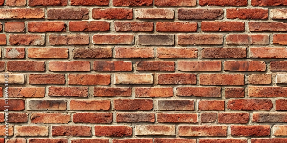 Obraz premium A close-up view of a brick wall, showcasing the intricate patterns formed by the bricks and mortar, the warm hues of the bricks, and the subtle texture of the surface.