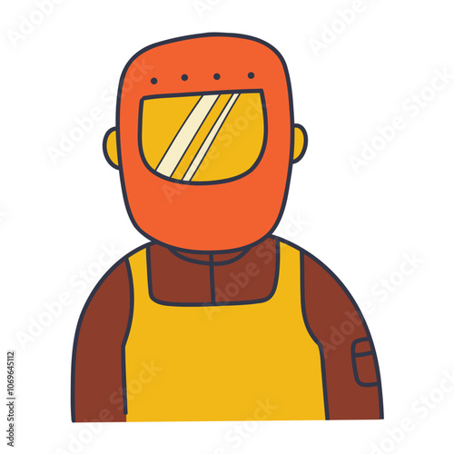 Colorful cartoon illustration of a welder wearing a helmet and protective gear, showcasing the skilled trade profession in a vibrant and engaging style2