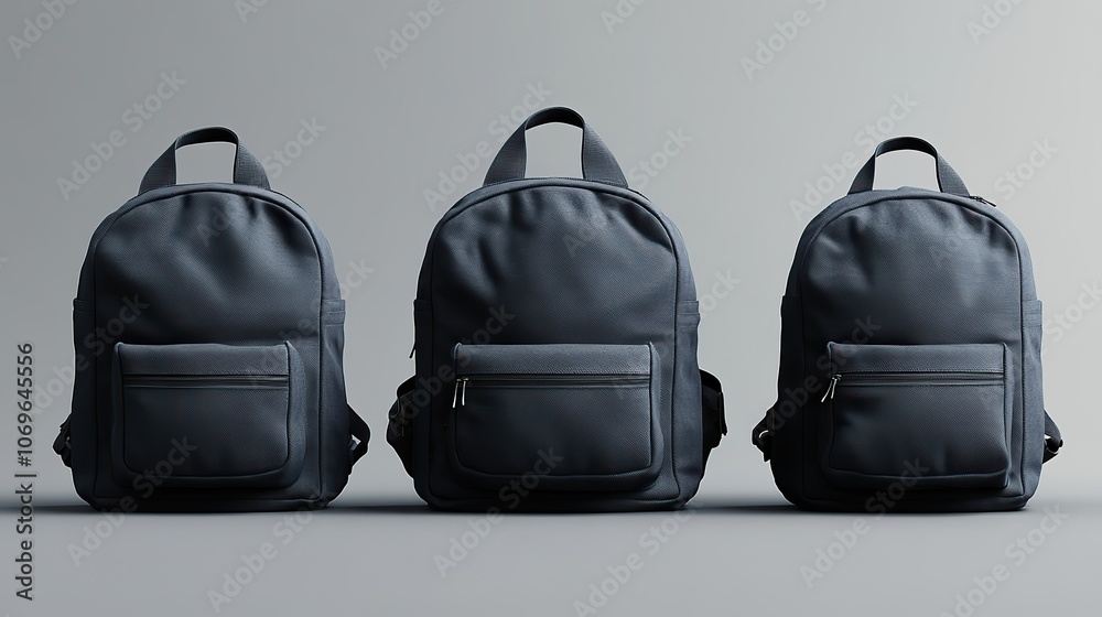 Realistic mockups showcase a black backpack from various angles ...