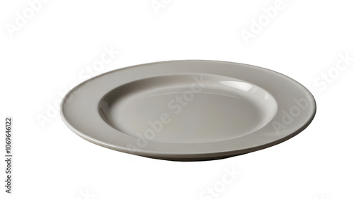 Empty White Dinner Plate on Grey Background.