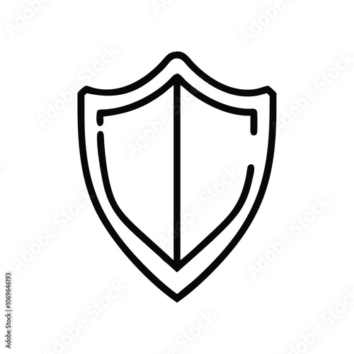 Shield Icon Outline for Protection, Minimalist outline of a shield symbol, representing protection, security, defense, and safety in a simple design.
