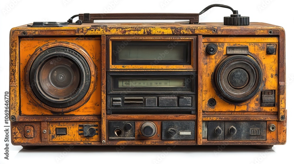 Retro ghetto blaster isolated on white with a clipping path included for a classic design element. Retro ghetto blaster isolated on white with a clipping path included for a classic design element.