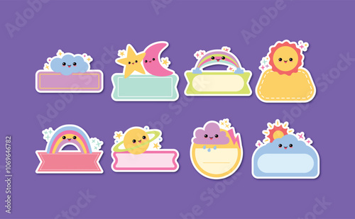 Set of name tag template vector
