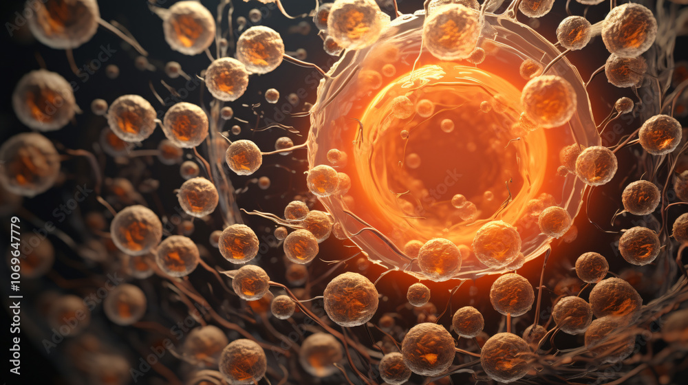 3d rendered photo, medical concept of egg close-up under abstract microscope 3d rendered photo, medical concept of egg close-up under abstract microscope