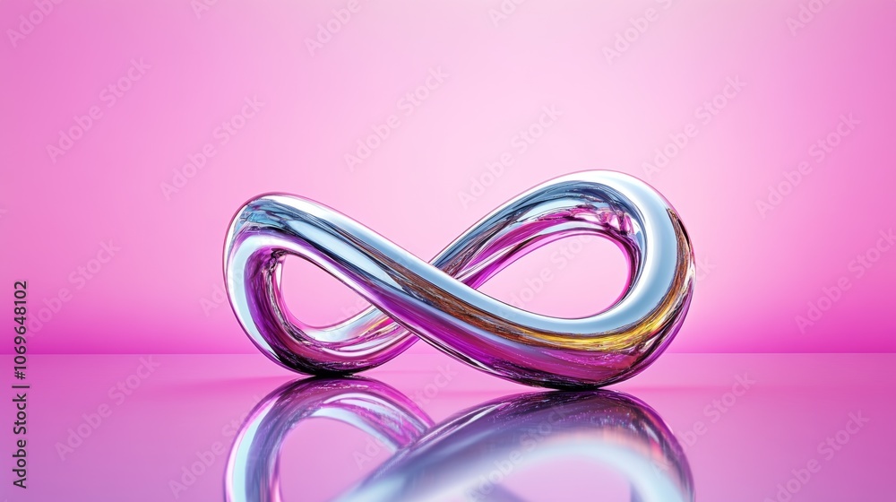 Endless Loop Pink Background Abstract Chrome Infinity Symbol Endless Loop Pink Background Abstract Chrome Infinity Symbol