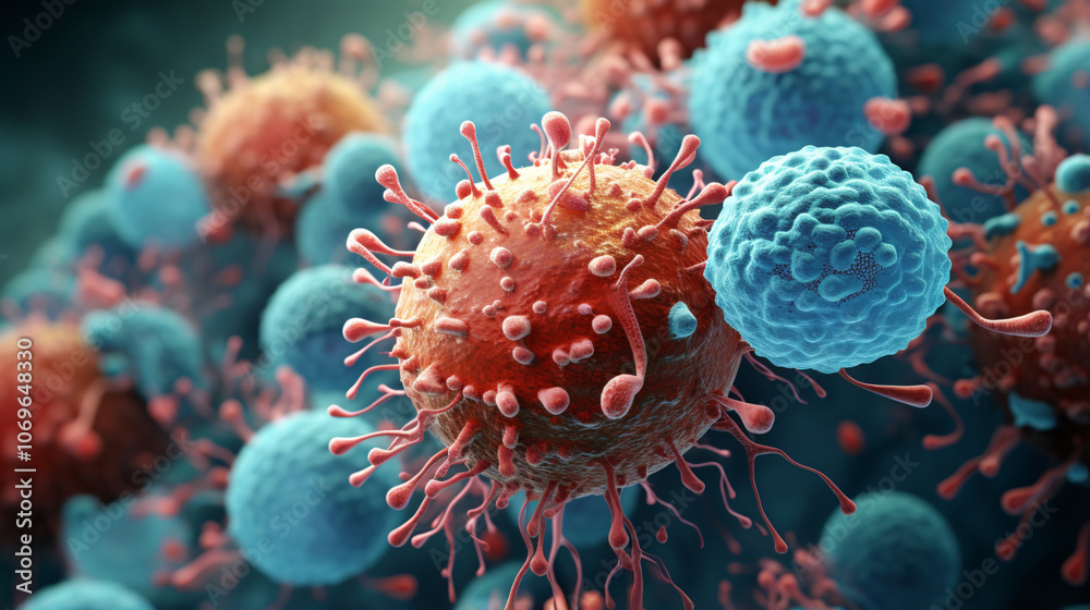 3d rendered photo, medical concept of immune cell close-up under abstract microscope 3d rendered photo, medical concept of immune cell close-up under abstract microscope