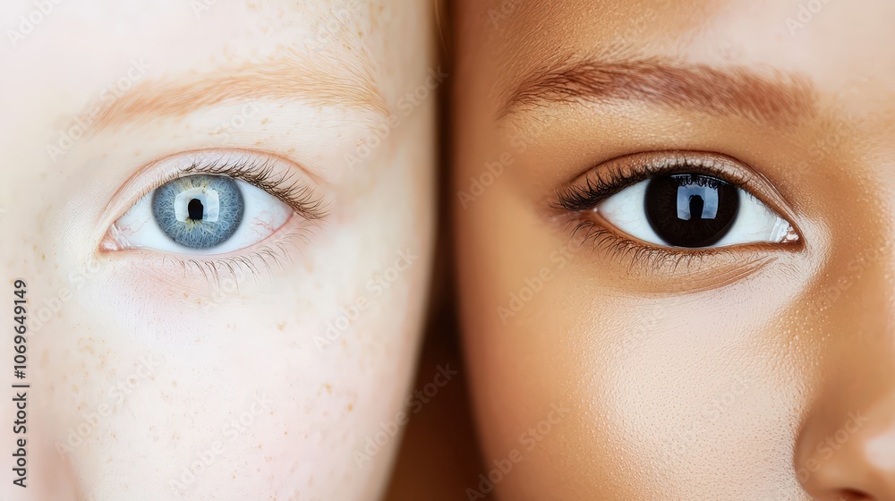 Naklejka premium Closeup Eyes of Diverse People Unity Diversity Tolerance Acceptance