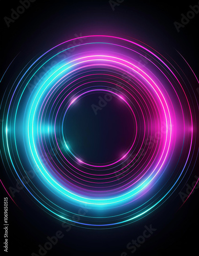 Abstract Neon Circle Light Effect