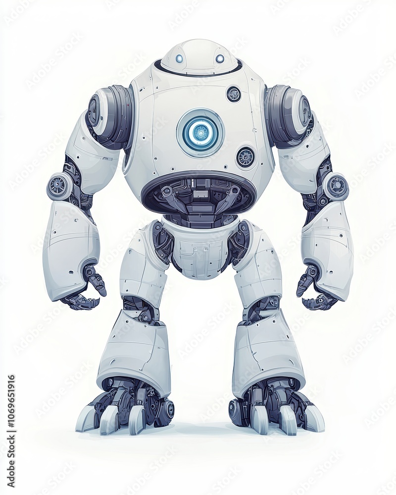 Futuristic robot design, white isolate background Futuristic robot design, white isolate background