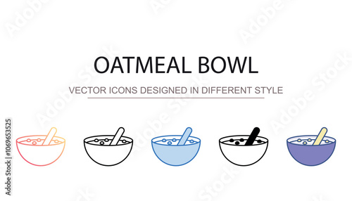 Oatmeal Bowl icon design with white background stock illustration