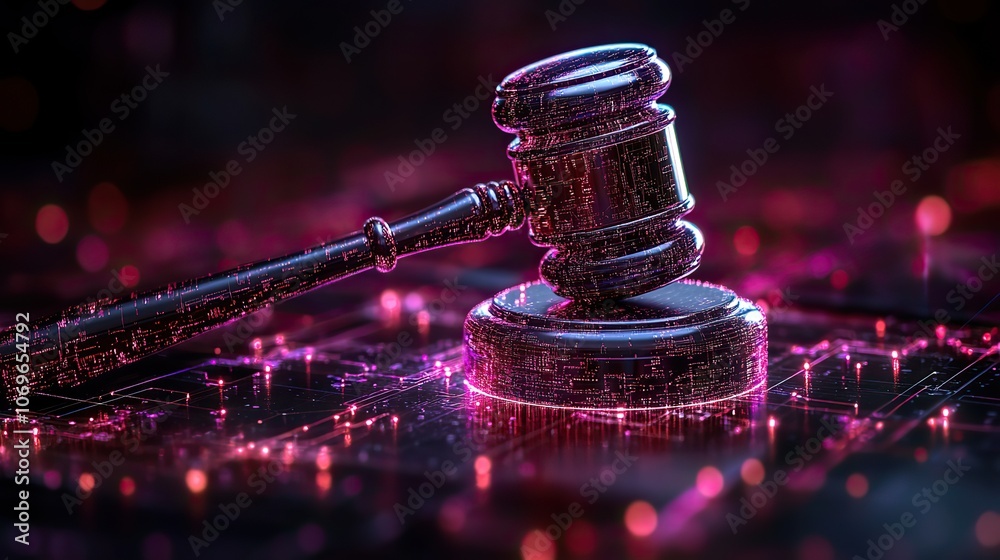 The intersection of law and technology is visually depicted with a ...