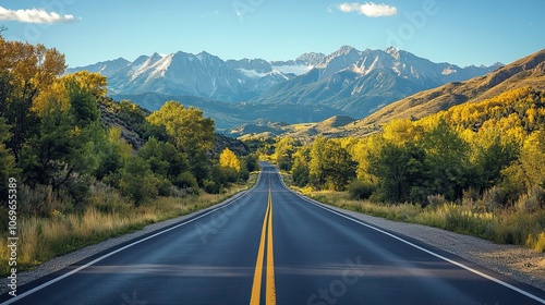 The perspective from a driving car captures a sense of motion and travel on the open road.