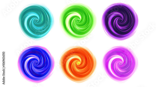 Vibrant Neon Energy Swirls on Transparent Background Generative AI