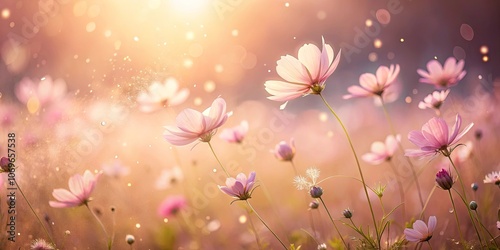 Delicate Petals Bathed in Golden Light, A Symphony of Soft Hues and Gentle Movement, a Blur of Nature's Beauty