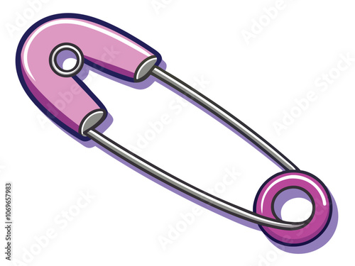 Open and close pin. Isolated pin on white background. Safety pin