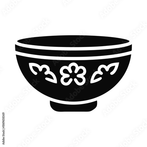 Black silhouette rice bowl vector icon design