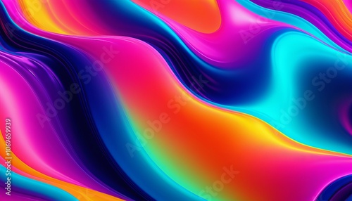 Wallpaper Mural Vibrant abstract wave patterns in bold neon colors Torontodigital.ca