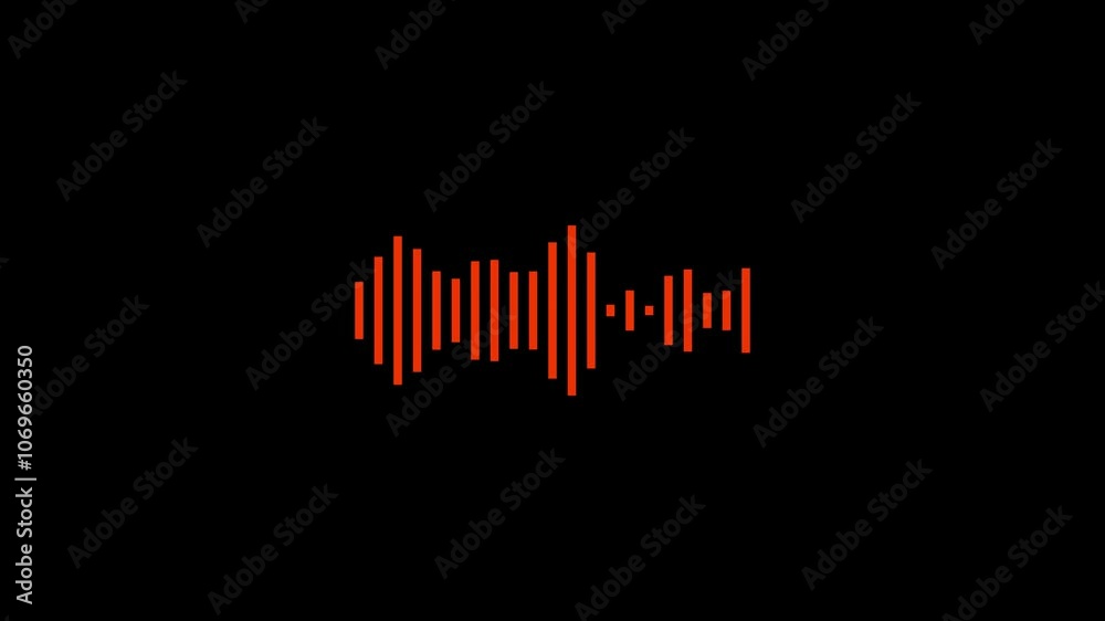 Abstract music waves oscillation. Futuristic sound wave visualization. wave form Audio. Isolated on transparent background.  Digital interface element. Seamless loop .