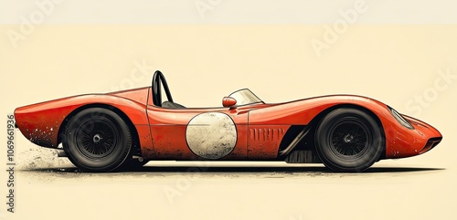 Vintage racing car vector illustration capturing the style and essence of classic motorsport.