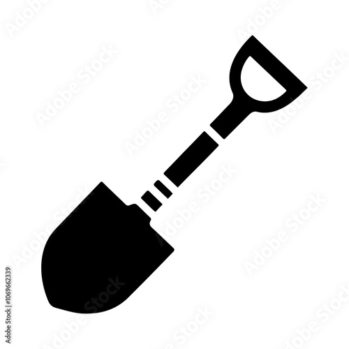 Gardening steel handle metal shovel vector icon design