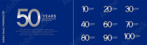 anniversary logo set. vector design silver color can be use for special moment