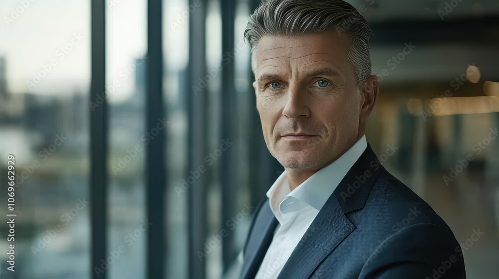 A well-dressed man stands confidently beside a large window, showcasing a vibrant city skyline. Sunlight bathes the space, reflecting a professional atmosphere in an urban setting. A well-dressed man stands confidently beside a large window, showcasing a vibrant city skyline. Sunlight bathes the space, reflecting a professional atmosphere in an urban setting.