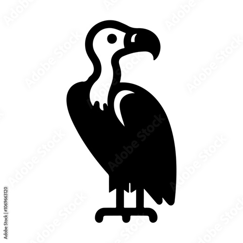 Black silhouette vulture bird animal sitting vector icon design