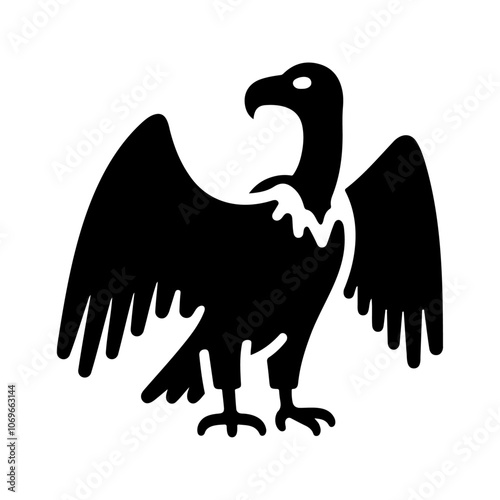 Black silhouette vulture bird animal sitting vector icon design