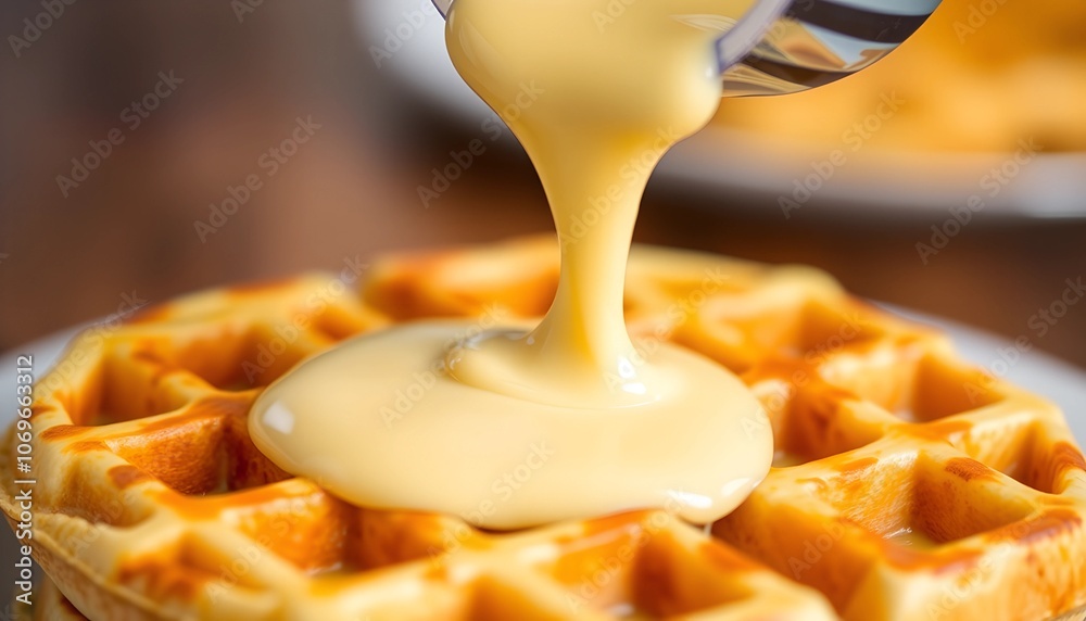 Golden Waffles and Creamy Sauce in Culinary Harmony Golden Waffles and Creamy Sauce in Culinary Harmony