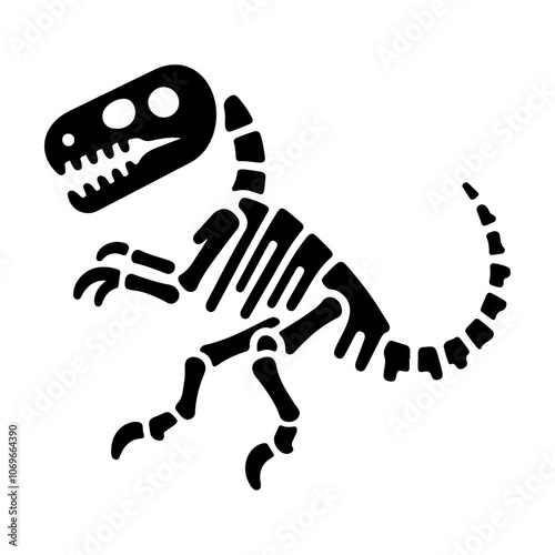 Dinosaur skeleton drawing vector icon design