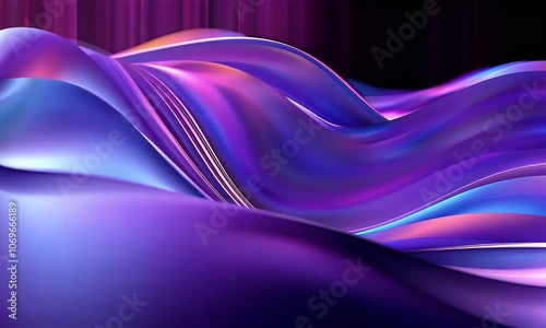 Abstract colorful wavy lines on dark background vector presentation design, black solid background


