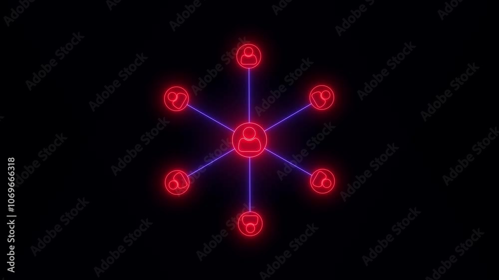 Neon line networking icon animation. digital interface connection and communication concept. Connected people avatars icon. networking, social media. Neon line networking icon animation. digital interface connection and communication concept. Connected people avatars icon. networking, social media.