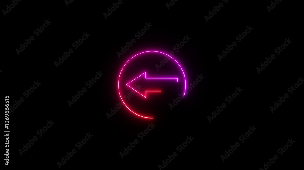 glowing neon direction arrow animation icon sign symbol on black background glowing neon direction arrow animation icon sign symbol on black background
