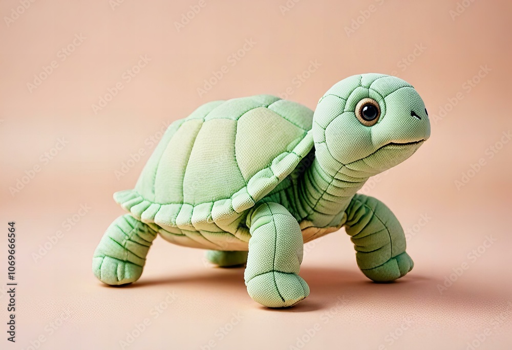 Fototapeta premium Cute turtle plush toy on a white background