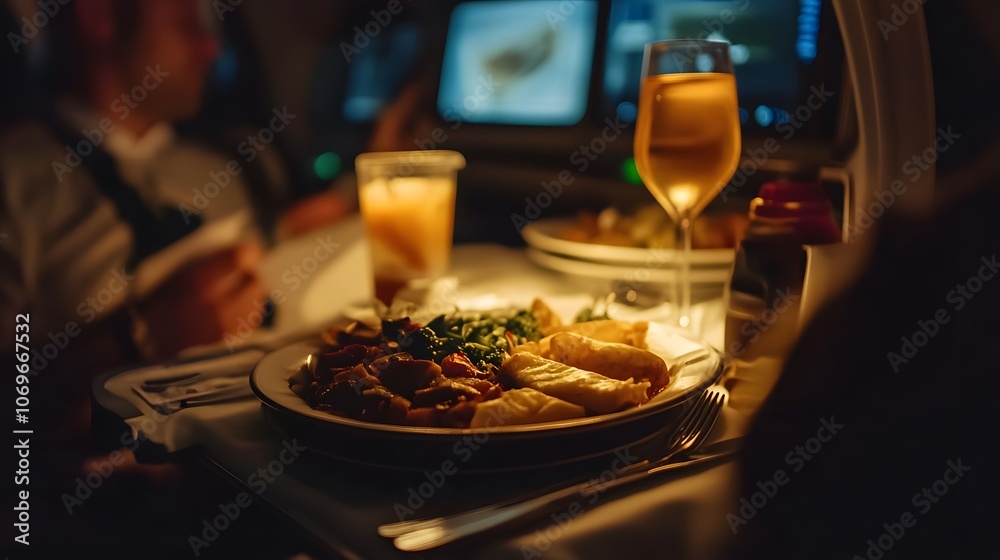 Enjoy a cozy inflight meal experience with warm tones