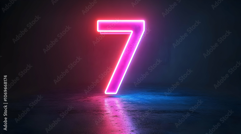 Neon Number Seven Illustration Neon Number Seven Illustration
