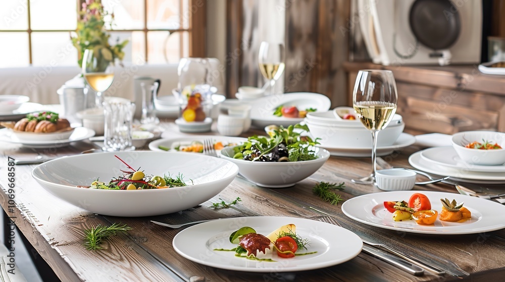 Fototapeta premium White European Italian Plate - an elegant and classic design. This white plate embodies the essence of Italian dining and adds sophistication to any table setting.