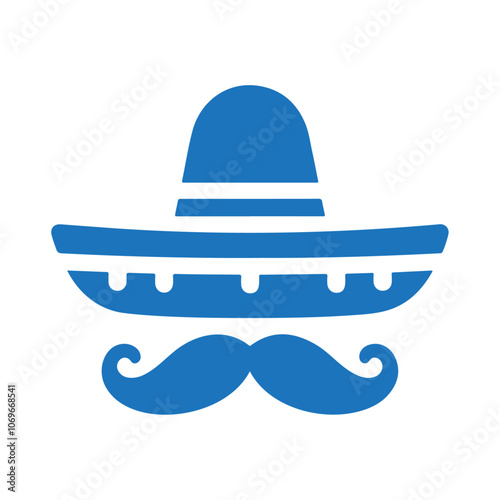 sombrero hat with mustache vector icon design